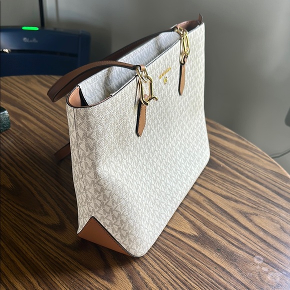 Michael Kors Cream and Brown Structured Tote - Picture 8 of 8